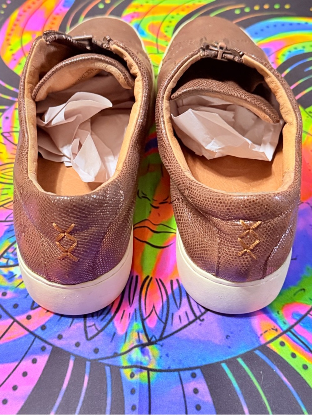 Frye Brown Leather Zip-Front Slip-On Flats - Picture 10 of 11